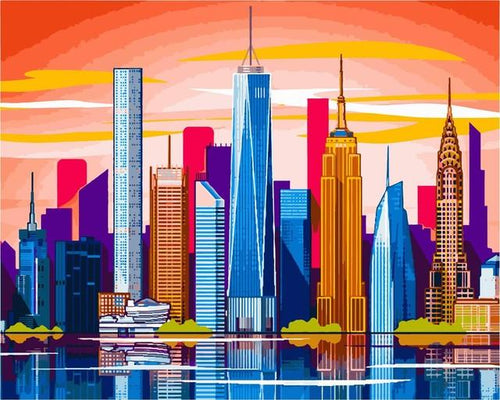 Malen nach Zahlen fŸr Erwachsene |ÊPanoramablick Großstadt | Figured'Art