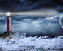 Laden Sie das Bild in den Galerie-Viewer, Malen nach Zahlen fŸr Erwachsene |ÊTosendes Meer und Leuchtturm | Figured&#39;Art