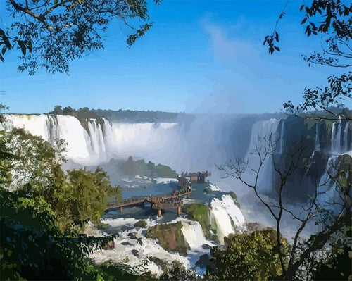 Malen nach Zahlen fŸr Erwachsene |ÊGroßer Wasserfall | Figured'Art