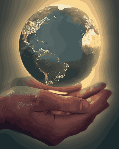 Malen nach Zahlen fŸr Erwachsene |ÊErde in den Händen | Figured'Art