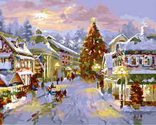 Laden Sie das Bild in den Galerie-Viewer, Malen nach Zahlen fŸr Erwachsene |ÊDorf im Schnee | Figured&#39;Art