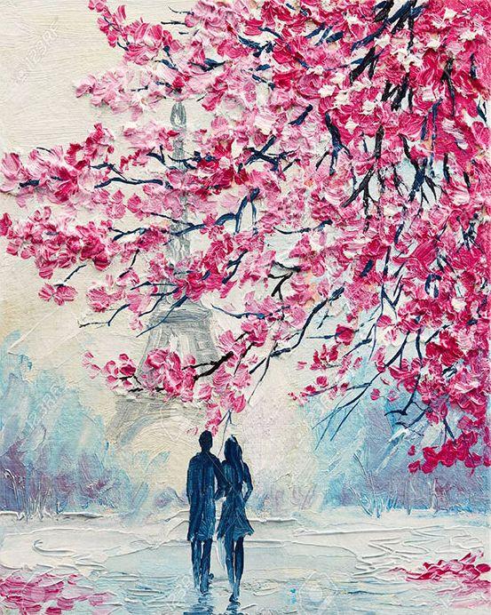 Malen nach Zahlen fŸr Erwachsene |ÊPaare im Frühling | Figured'Art