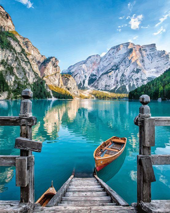 Malen nach Zahlen fŸr Erwachsene |ÊBoot auf einem Bergsee | Figured'Art