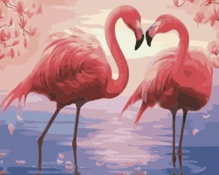 Malen nach Zahlen fŸr Erwachsene |ÊRomantik mit Flamingos | Figured'Art