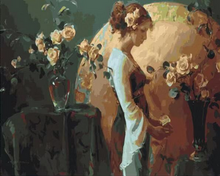 Laden Sie das Bild in den Galerie-Viewer, Malen nach Zahlen fŸr Erwachsene |ÊNachdenkliche Frau und Blumen | Figured&#39;Art