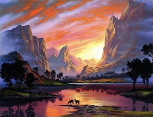 Malen nach Zahlen fŸr Erwachsene |ÊSeen- und Berglandschaft | Figured'Art