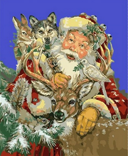 Laden Sie das Bild in den Galerie-Viewer, Malen nach Zahlen fŸr Erwachsene |ÊWeihnachtsmann und Tiere | Figured&#39;Art