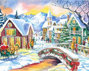 Malen nach Zahlen fŸr Erwachsene |ÊKleines Dorf im Winter | Figured'Art