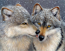 Laden Sie das Bild in den Galerie-Viewer, Malen nach Zahlen fŸr Erwachsene |ÊZwei Wölfe im Schnee | Figured&#39;Art