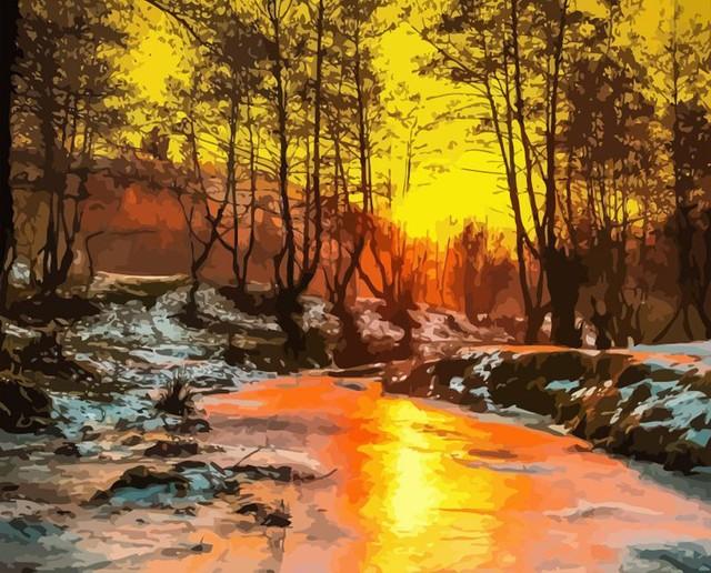 Malen nach Zahlen fŸr Erwachsene |ÊFlüsse im Winter | Figured'Art