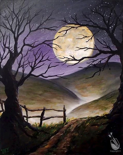 Malen nach Zahlen fŸr Erwachsene |ÊPfad und Vollmond | Figured'Art