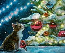 Laden Sie das Bild in den Galerie-Viewer, Malen nach Zahlen fŸr Erwachsene |ÊKatze und Weihnachtskugeln | Figured&#39;Art