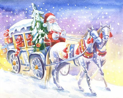Malen nach Zahlen fŸr Erwachsene |ÊSchlitten und Weihnachtsmann | Figured'Art