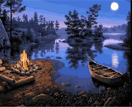 Malen nach Zahlen fŸr Erwachsene |ÊFeuer am Wasser | Figured'Art