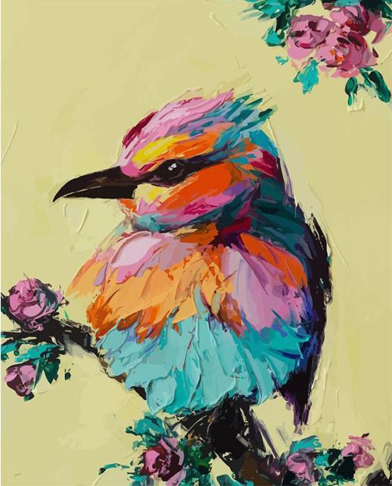 Malen nach Zahlen fŸr Erwachsene |ÊKleiner Vogel auf dem Ast | Figured'Art