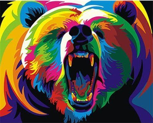 Malen nach Zahlen fŸr Erwachsene |ÊGrizzlybär Pop Art | Figured'Art