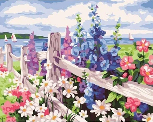 Malen nach Zahlen für Erwachsene | Gartenzaun und Blumen | Figured'Art