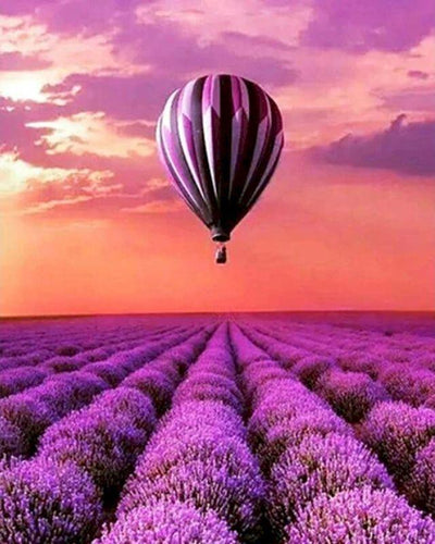 Malen nach Zahlen für Erwachsene | Luftballon und Lavendelfeld | Figured'Art
