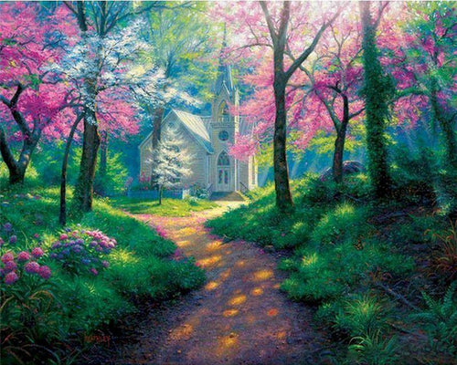 Malen nach Zahlen für Erwachsene | Weg im Frühling | Figured'Art