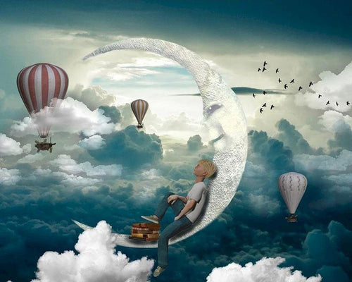 Malen nach Zahlen für Erwachsene | Mond und Luftballons | Figured'Art