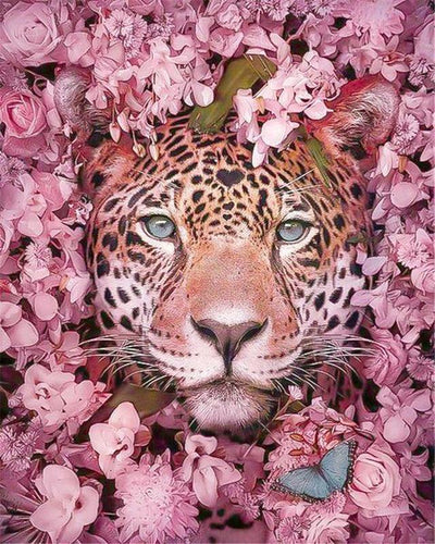 Malen nach Zahlen für Erwachsene | Panther und Blumen | Figured'Art