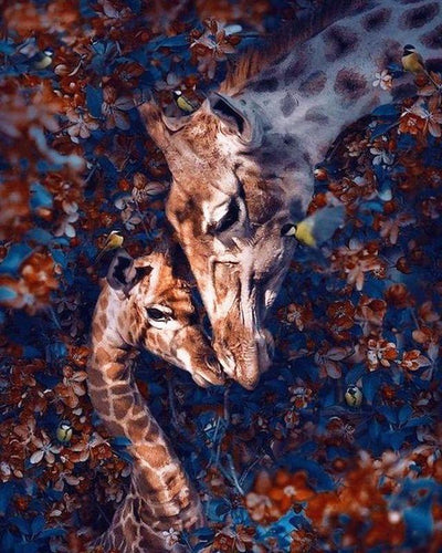 Malen nach Zahlen für Erwachsene | Giraffe und Blumen | Figured'Art