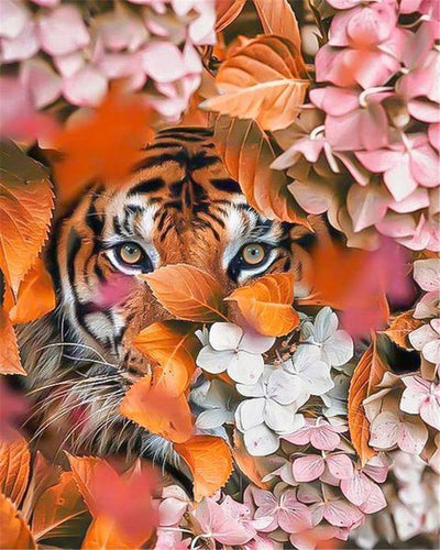 Malen nach Zahlen für Erwachsene | Tiger und Blumen | Figured'Art