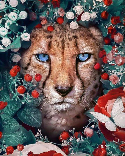 Malen nach Zahlen für Erwachsene | Panther und Schmetterlinge | Figured'Art