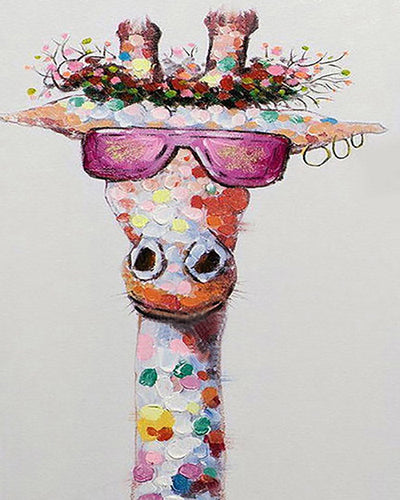 Malen nach Zahlen Figured'Art – Pop Art Giraffe mit Brille