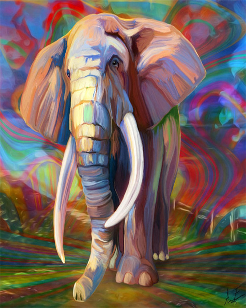 Malen nach Zahlen Figured'Art – Alter einsamer Elefant