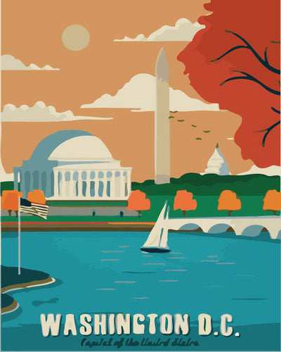 Malen nach Zahlen Figured'Art – Reiseposter Washington D.C