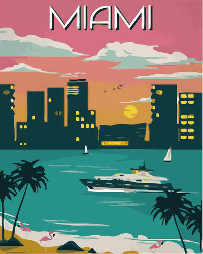 Malen nach Zahlen Figured'Art – Reiseposter Miami
