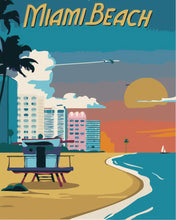 Laden Sie das Bild in den Galerie-Viewer, Malen nach Zahlen Figured&#39;Art – Reiseposter Miami Beach