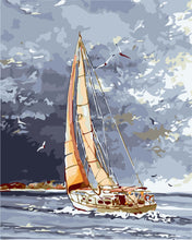Laden Sie das Bild in den Galerie-Viewer, Malen nach Zahlen – Segelboot und Wolken am Wasser