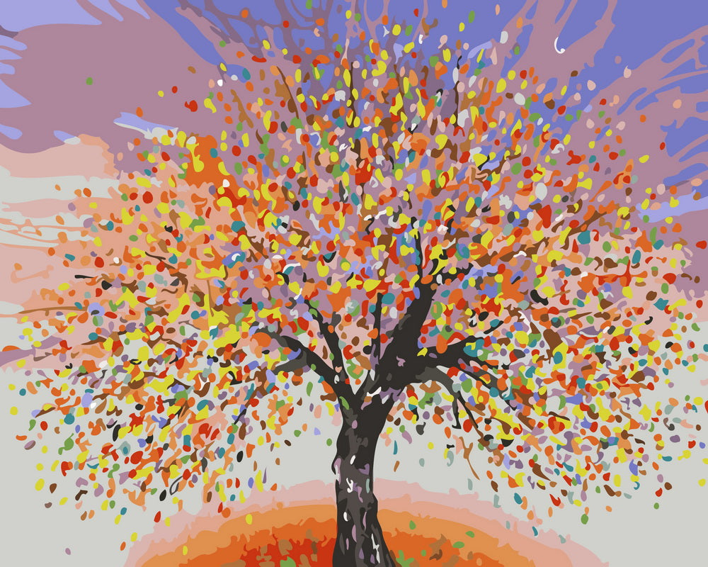 Malen nach Zahlen – Baum und Farbenexplosion