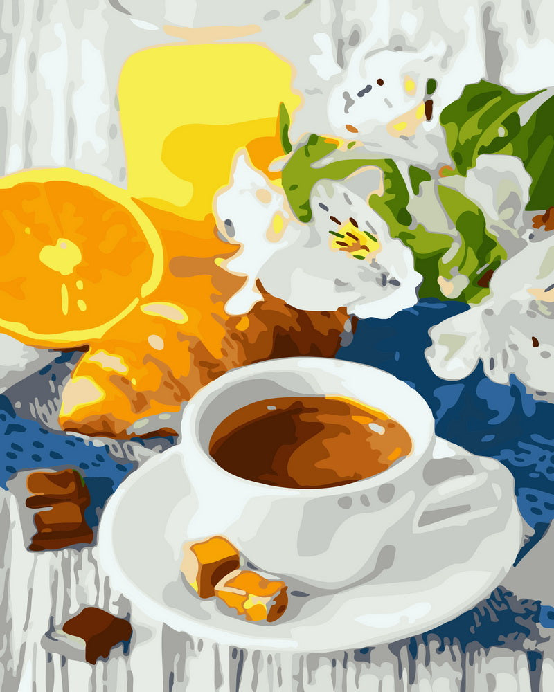 Malen nach Zahlen – Frühstück und Kaffeetasse