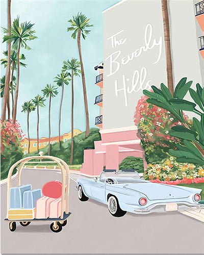 Malen nach Zahlen Figured'Art – Reiseposter Beverly Hills