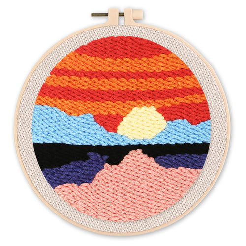 Punch Needle set Meer bei Sonnenuntergang