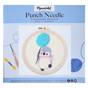 Punch Needle Pinguin mit Löwenzahn