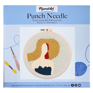 Punch Needle Frau mit Sonnenhut