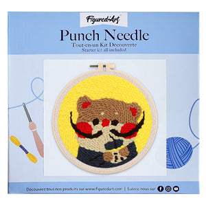 Punch Needle Kitty Dali mit Bubble Tea