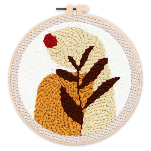 Punch Needle set Blatt und rote Sonne
