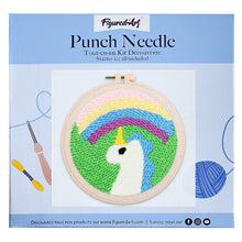 Laden Sie das Bild in den Galerie-Viewer, Punch Needle Pastellfarbenes Einhorn und Regenbogen