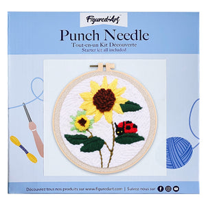 Punch Needle Marienkäfer auf einer Sonnenblume