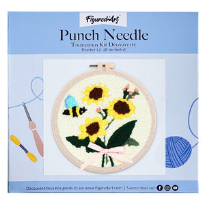 Punch Needle Eine Biene und Sonnenblumen