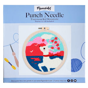 Punch Needle Weißes Reh und Sakura