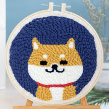 Laden Sie das Bild in den Galerie-Viewer, Punch Needle set Shiba Inu Hund mit blauem Hintergrund