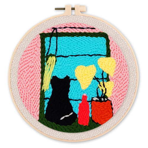 Punch Needle set Katze am Fenster