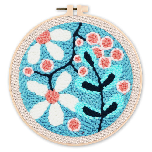 Punch Needle set Ein Strauß weißer Blumen
