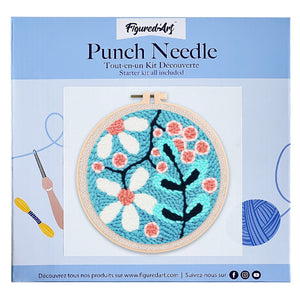 Punch Needle Ein Strauß weißer Blumen